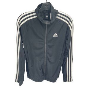 Adidas Women's 3 Stripes Jacket Full Zip Active Athletic Outerwear Black Size XS